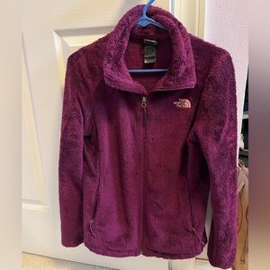 North face magenta fuzzy zip up